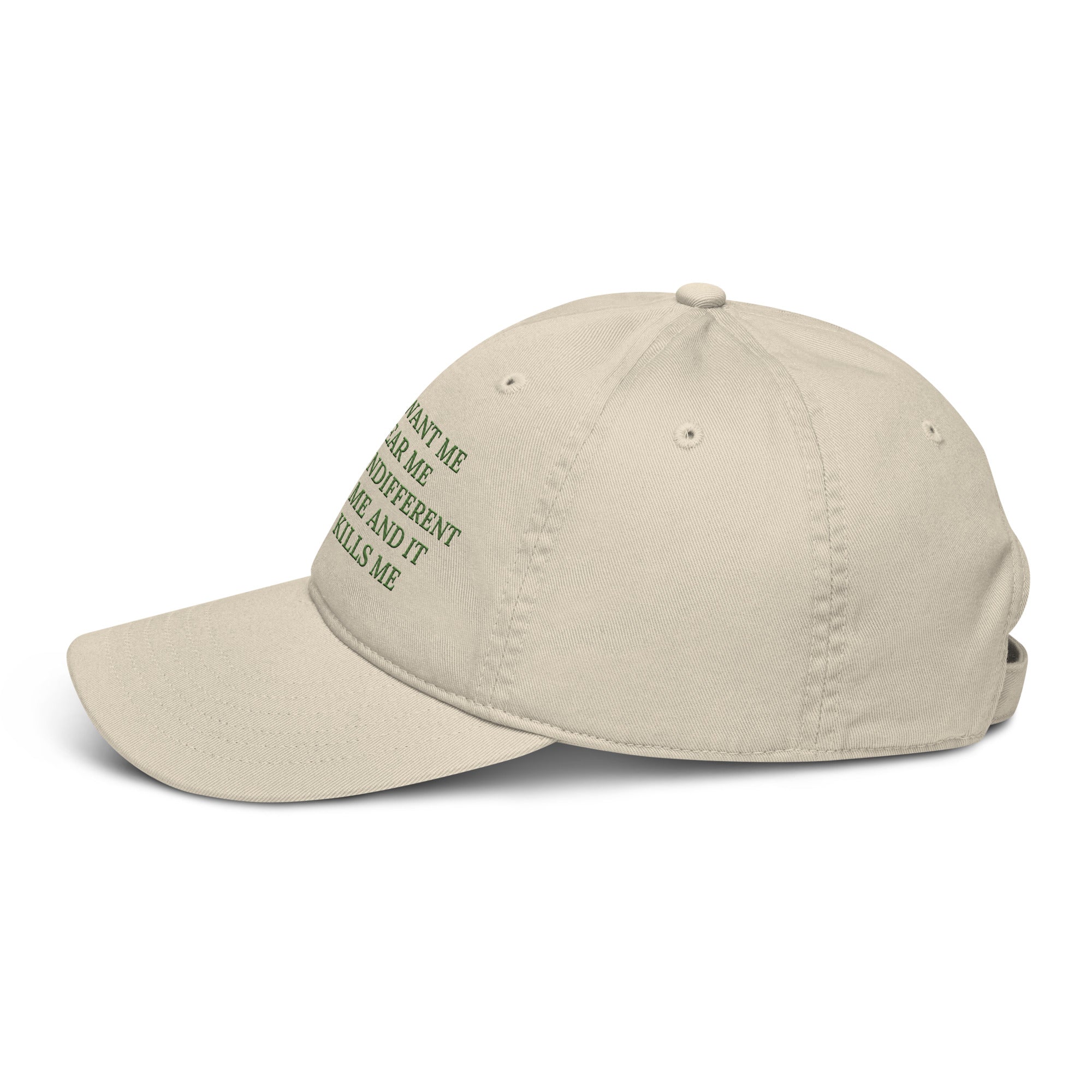Beige baseball cap from the side 